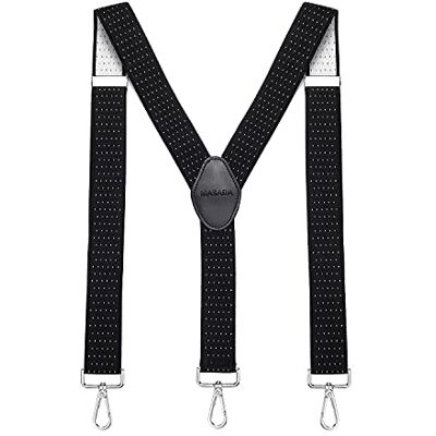 MASADA Bretelles pour hommes Mousqueton robustes 3,5 cm de large jusqu'à 195 cm de hauteur Pointillé-noir blanc - Publicité MASADA Bretelles pour hommes Mousqueton robustes 3,5 cm de large jusqu'à 195 cm de hauteur Pointillé-noir blanc - Publicité
