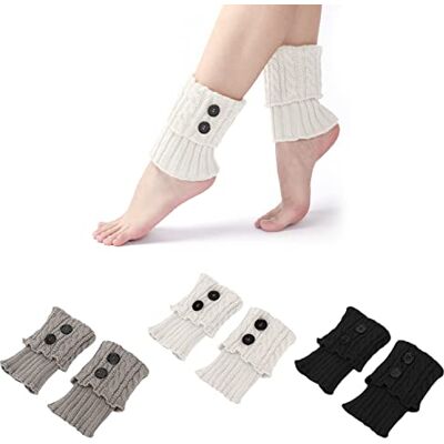 PFLYPF 3 paires de jambes garder au chaud chaussettes, accessoires de vêtements, protège-jambes tricotés, couvre-jambes avec boutons décontractés, pour les activités de plein air et les repas de plein air - Publicité PFLYPF 3 paires de jambes garder au chaud chaussettes, accessoires de vêtements, protège-jambes tricotés, couvre-jambes avec boutons décontractés, pour les activités de plein air et les repas de plein air - Publicité
