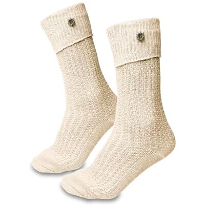 Steigenhöfer Manufaktur Chaussettes longues pour costume traditionnel homme et femme en coton Avec épingle edelweiss de qualité supérieure Chaussettes traditionnelles pour fête de la bière et - Publicité Steigenhöfer Manufaktur Chaussettes longues pour costume traditionnel homme et femme en coton Avec épingle edelweiss de qualité supérieure Chaussettes traditionnelles pour fête de la bière et - Publicité