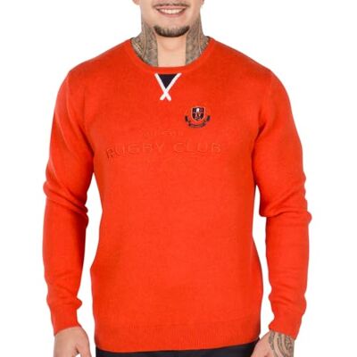 Shilton Pull Rugby Club col Rond Homme M/Orange - Publicité Shilton Pull Rugby Club col Rond Homme M/Orange - Publicité