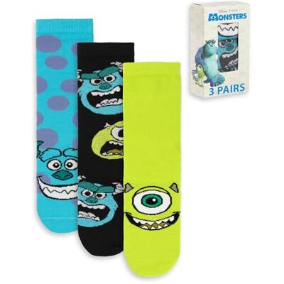 Disney Monstres et Cie Lot de 3 paires de chaussettes mi-mollet pour homme Motif à pois Mike Wazowski et Sulley À porter au quotidien en bleu, noir et vert Produits dérivés - Publicité Disney Monstres et Cie Lot de 3 paires de chaussettes mi-mollet pour homme Motif à pois Mike Wazowski et Sulley À porter au quotidien en bleu, noir et vert Produits dérivés - Publicité