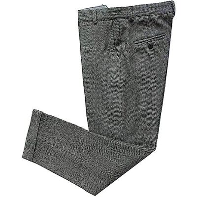 Solovedress Pantalon homme vintage en tweed à chevrons coupe droite pantalon de costume d'affaires, gris, 38W / 34L - Publicité Solovedress Pantalon homme vintage en tweed à chevrons coupe droite pantalon de costume d'affaires, gris, 38W / 34L - Publicité