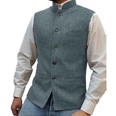 Solovedress Gilet Costume Homme Vintage Sans Manche Mariage Tweed Col haut Chevrons(Marine Clair, XXXL) - Publicité Solovedress Gilet Costume Homme Vintage Sans Manche Mariage Tweed Col haut Chevrons(Marine Clair, XXXL) - Publicité