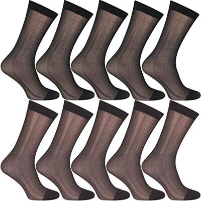 Uaussi Lot de 10 paires de chaussettes habillées ultra fines en soie pour homme En nylon doux Pantalon de travail mi-mollet, Noir + marron foncé, taille unique - Publicité Uaussi Lot de 10 paires de chaussettes habillées ultra fines en soie pour homme En nylon doux Pantalon de travail mi-mollet, Noir + marron foncé, taille unique - Publicité