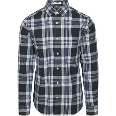 GANT Reg Tartan Melange Chemise à Carreaux, Bleu Nuit, XL Hommes - Publicité GANT Reg Tartan Melange Chemise à Carreaux, Bleu Nuit, XL Hommes - Publicité