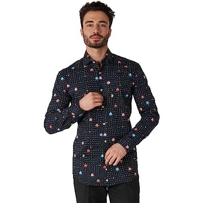 OppoSuits Chemise pour homme Chemise boutonnée Coupe ajustée Manches longues, T-shirt Ls Pac-man, XXL - Publicité OppoSuits Chemise pour homme Chemise boutonnée Coupe ajustée Manches longues, T-shirt Ls Pac-man, XXL - Publicité