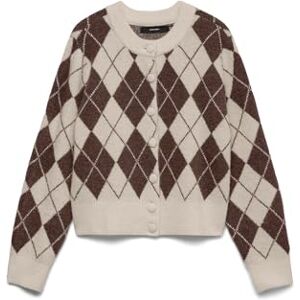 Vero Moda Vmhalo Ls O-Neck Argyle Cardigan Exp, Crème, L Femme - Publicité Vero Moda Vmhalo Ls O-Neck Argyle Cardigan Exp, Crème, L Femme - Publicité