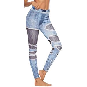 In One Clothing Jeggings pour femme, leggings légers et élastiques avec imprimé jean, aspect d'un pantalon jean au look usé moulant, L - Publicité In One Clothing Jeggings pour femme, leggings légers et élastiques avec imprimé jean, aspect d'un pantalon jean au look usé moulant, L - Publicité