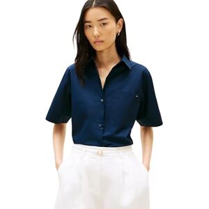 Tommy Hilfiger Chemises SS en Popeline Ess WW0WW48899 pour Femme, Bleu, S - Publicité Tommy Hilfiger Chemises SS en Popeline Ess WW0WW48899 pour Femme, Bleu, S - Publicité