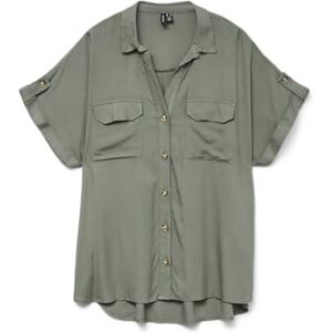 Vero Moda Chemisier à Manches Courtes à Rayures, Poches Poitrine et Boutonnage, Couleurs:Vert, Taille:S - Publicité Vero Moda Chemisier à Manches Courtes à Rayures, Poches Poitrine et Boutonnage, Couleurs:Vert, Taille:S - Publicité