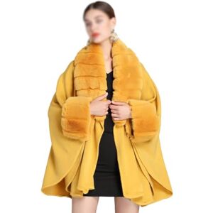 SFSSWSRYDF Manteau Cardigan Long châle pour Femmes Fausse Fourrure Poncho Tricot Cape en Fourrure Chaud pour l'hiver automne,Jaune,One size - Publicité SFSSWSRYDF Manteau Cardigan Long châle pour Femmes Fausse Fourrure Poncho Tricot Cape en Fourrure Chaud pour l'hiver automne,Jaune,One size - Publicité