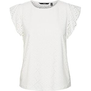 Vero Moda Chemise Blouse avec Motif Trou et Manches Courtes Volantées, Couleurs:Blanc, Taille:XS - Publicité Vero Moda Chemise Blouse avec Motif Trou et Manches Courtes Volantées, Couleurs:Blanc, Taille:XS - Publicité