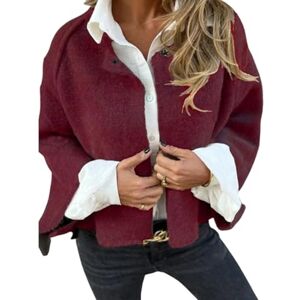 PNZLZIA Manteau en Laine à Manches Longues et col Rond pour Femme, Veste Cardigan en Cachemire Doux et Chaud, Manteau Court en mélange de Laine pour Femme (Large,Wine Red) - Publicité PNZLZIA Manteau en Laine à Manches Longues et col Rond pour Femme, Veste Cardigan en Cachemire Doux et Chaud, Manteau Court en mélange de Laine pour Femme (Large,Wine Red) - Publicité