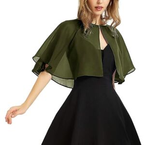 CuLtP boléro cérémonie Boléro Court en Mousseline De Soie pour Femme Cape D'Été Légère Cardigan Transparent Col Dickey Chemisier Vestes De Soirée Robes Châle Vert Armée S - Publicité CuLtP boléro cérémonie Boléro Court en Mousseline De Soie pour Femme Cape D'Été Légère Cardigan Transparent Col Dickey Chemisier Vestes De Soirée Robes Châle Vert Armée S - Publicité