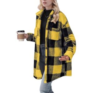KUUFUUT Veste Polaire Douce pour Femme Surchemise À Carreaux Longue et Ample Boutonnée Cardigan D'Hiver/Automne Chaud avec Poches Veste Polaire Teddy pour Femme Jaune Taille Xxl - Publicité KUUFUUT Veste Polaire Douce pour Femme Surchemise À Carreaux Longue et Ample Boutonnée Cardigan D'Hiver/Automne Chaud avec Poches Veste Polaire Teddy pour Femme Jaune Taille Xxl - Publicité