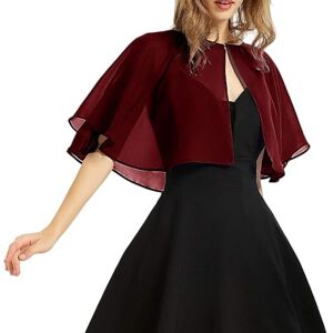 CuLtP boléro cérémonie Boléro Court en Mousseline De Soie pour Femme Cape D'Été Légère Cardigan Transparent Col Dickey Blouse Vestes De Soirée Robes Châle Bordeaux M - Publicité CuLtP boléro cérémonie Boléro Court en Mousseline De Soie pour Femme Cape D'Été Légère Cardigan Transparent Col Dickey Blouse Vestes De Soirée Robes Châle Bordeaux M - Publicité