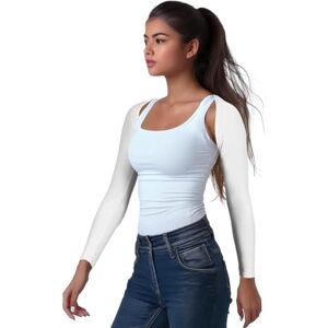 OutdoorEssentials Manchons de bras pour femme – Châle de golf UV avec manches – Boléro d'entraînement – Collants de bras pour protection solaire, blanc, Medium - Publicité OutdoorEssentials Manchons de bras pour femme – Châle de golf UV avec manches – Boléro d'entraînement – Collants de bras pour protection solaire, blanc, Medium - Publicité