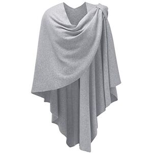 PULI Femmes Poncho Châle Wrap Finement drapé tricoté Cape Cardigan écharpe croisée Devant pour Temps Froid/endroits climatisés,Taille unique,Gris-Gris - Publicité PULI Femmes Poncho Châle Wrap Finement drapé tricoté Cape Cardigan écharpe croisée Devant pour Temps Froid/endroits climatisés,Taille unique,Gris-Gris - Publicité