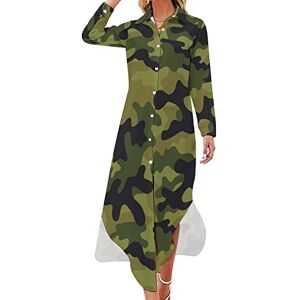 FWJZDSP Camouflage armée Vert Robe Chemise pour Femme à Manches Longues Bouton Longue Robe Maxi Robes de Chemisier décontractées - Publicité FWJZDSP Camouflage armée Vert Robe Chemise pour Femme à Manches Longues Bouton Longue Robe Maxi Robes de Chemisier décontractées - Publicité