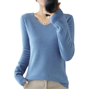 Kelsiop Pull en cachemire 100 % laine pour femme Col en V Automne et Hiver Décontracté Tricot Top Manteau, bleu, M - Publicité Kelsiop Pull en cachemire 100 % laine pour femme Col en V Automne et Hiver Décontracté Tricot Top Manteau, bleu, M - Publicité