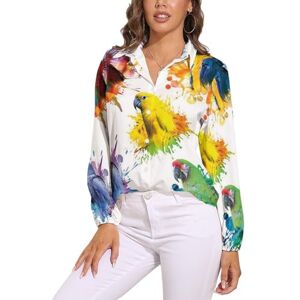 Cmagnifico Chemisier à manches longues pour femme, motif perroquet aquarelle 3D, chemise boutonnée pour le travail et les fêtes, Perroquet aquarelle 3D., L - Publicité Cmagnifico Chemisier à manches longues pour femme, motif perroquet aquarelle 3D, chemise boutonnée pour le travail et les fêtes, Perroquet aquarelle 3D., L - Publicité