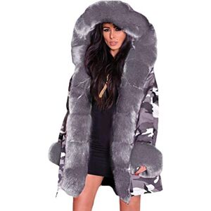 ORANDESIGNE Femmes Hiver Camourflage À Capuche Épaissir Parka Fausse Fourrure Léger Chaud Veste 02 Camouflage Gris-Gris XX-Large - Publicité ORANDESIGNE Femmes Hiver Camourflage À Capuche Épaissir Parka Fausse Fourrure Léger Chaud Veste 02 Camouflage Gris-Gris XX-Large - Publicité