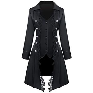 Feynman Manteau Steampunk Frack gothique avec dentelle, femme baroque victorien à trois boutons, vintage, veste médiévale uniforme - Publicité Feynman Manteau Steampunk Frack gothique avec dentelle, femme baroque victorien à trois boutons, vintage, veste médiévale uniforme - Publicité