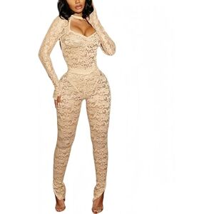 JLDZEBD Femmes Sexy Floral Dentelle Combinaison Moulante Skinny Combi-short Découpé Mesh Tenues Combishort,Beige,M - Publicité JLDZEBD Femmes Sexy Floral Dentelle Combinaison Moulante Skinny Combi-short Découpé Mesh Tenues Combishort,Beige,M - Publicité