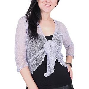 Mimosa Mesdames Femme Boléro au Crochet Briller en Dentelle Plaine Etendue Résille Cardigan Haussement D'épaules (Taille Unique, Ice Lilac) - Publicité