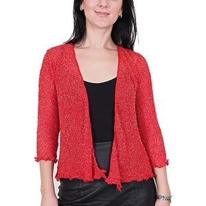 Mimosa Mesdames Femme Boléro au Crochet Briller en Dentelle Plaine Etendue Résille Cardigan Haussement D'épaules (Taille Unique, Red/Gold) - Publicité