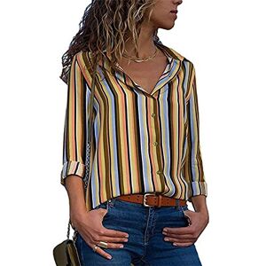 LCDIUDIU Chemisier Femme Chic Et Élégant,Rayures Bleues Jaunes pour Femmes Imprimer en Mousseline De Soie Revers Bouton Cardigan Chemisiers D'Été À Manches Longues Tunique Élégante Casual Tops Éléga - Publicité LCDIUDIU Chemisier Femme Chic Et Élégant,Rayures Bleues Jaunes pour Femmes Imprimer en Mousseline De Soie Revers Bouton Cardigan Chemisiers D'Été À Manches Longues Tunique Élégante Casual Tops Éléga - Publicité