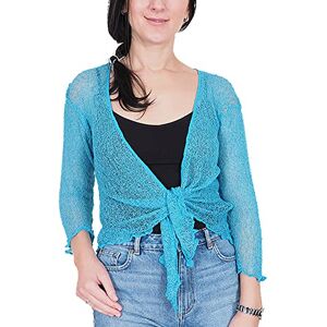 Mimosa Mesdames Femme Boléro au Crochet Briller en Dentelle Plaine Etendue Résille Cardigan Haussement D'épaules (Taille Unique, Turquoise) - Publicité