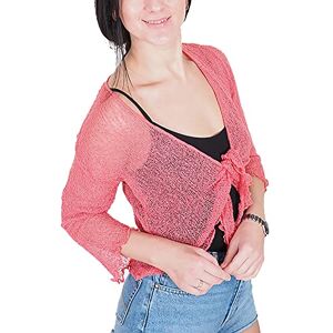 Mimosa Mesdames Femme Boléro au Crochet Briller en Dentelle Plaine Etendue Résille Cardigan Haussement D'épaules (Taille Unique, Coral) - Publicité