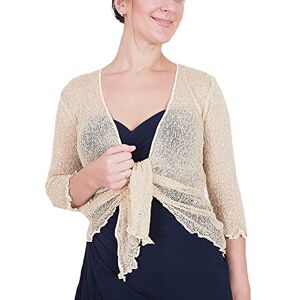 Mimosa Mesdames Femme Boléro au Crochet Briller en Dentelle Plaine Etendue Résille Cardigan Haussement D'épaules (Taille Unique, Cream/Gold) - Publicité