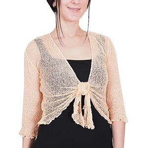 Mimosa Mesdames Femme Boléro au Crochet Briller en Dentelle Plaine Etendue Résille Cardigan Haussement D'épaules (Taille Unique, Apricot) - Publicité