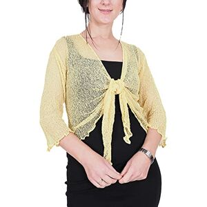 Mimosa Mesdames Femme Boléro au Crochet Briller en Dentelle Plaine Etendue Résille Cardigan Haussement D'épaules (Taille Unique, Banana) - Publicité