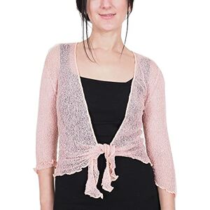 Mimosa Mesdames Femme Boléro au Crochet Briller en Dentelle Plaine Etendue Résille Cardigan Haussement D'épaules (Taille Unique, Peach) - Publicité