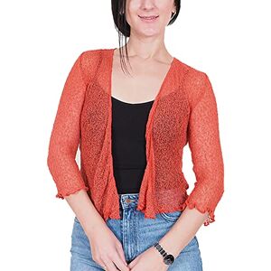 Mimosa Mesdames Femme Boléro au Crochet Briller en Dentelle Plaine Etendue Résille Cardigan Haussement D'épaules (Taille Unique, Burnt Orange) - Publicité