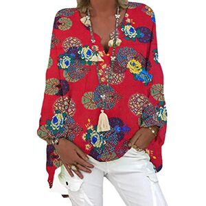 Onsoyours Chemisier Femme Col V Blouse Élégant Haut Manches Longues Impression Géométrique Tunique Ample Fluide Chic Casual Vintage T-Shirt A Rouge L - Publicité Onsoyours Chemisier Femme Col V Blouse Élégant Haut Manches Longues Impression Géométrique Tunique Ample Fluide Chic Casual Vintage T-Shirt A Rouge L - Publicité