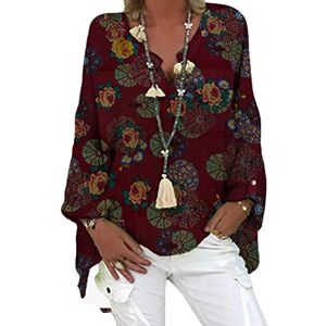 Onsoyours Chemisier Femme Col V Blouse Élégant Haut Manches Longues Impression Géométrique Tunique Ample Fluide Chic Casual Vintage T-Shirt A Vin Rouge XXL - Publicité Onsoyours Chemisier Femme Col V Blouse Élégant Haut Manches Longues Impression Géométrique Tunique Ample Fluide Chic Casual Vintage T-Shirt A Vin Rouge XXL - Publicité