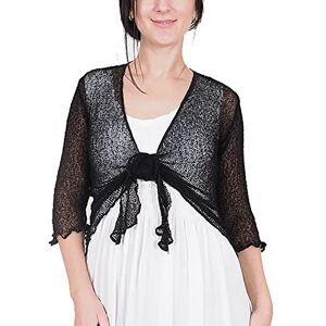 Mimosa Mesdames Femme Boléro au Crochet Briller en Dentelle Plaine Etendue Résille Cardigan Haussement D'épaules (Taille Unique, Black) - Publicité