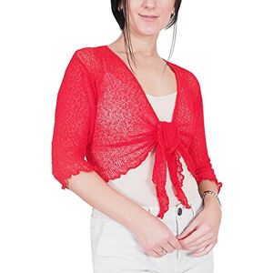 Mimosa Mesdames Femme Boléro au Crochet Briller en Dentelle Plaine Etendue Résille Cardigan Haussement D'épaules (Taille Unique, Red) - Publicité