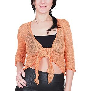 Mimosa Mesdames Femme Boléro au Crochet Briller en Dentelle Plaine Etendue Résille Cardigan Haussement D'épaules (Taille Unique, Orange/Silver) - Publicité