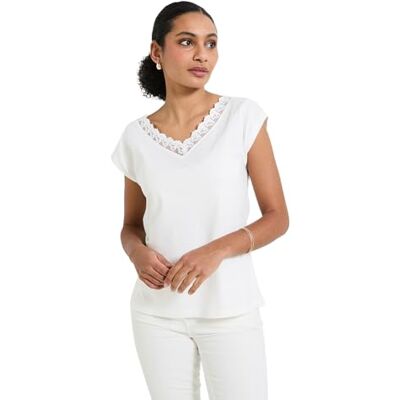 Grain de Malice T-Shirt col V Femme Blanc cassé Blanc Taille L - Publicité Grain de Malice T-Shirt col V Femme Blanc cassé Blanc Taille L - Publicité
