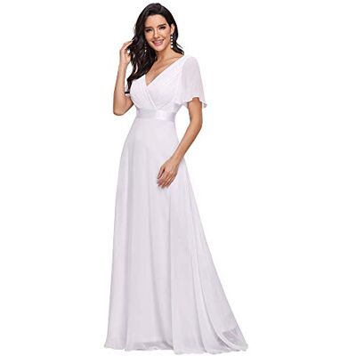 Ever-Pretty Robe de soirée Longue Double col V Manches à Volants Chiffon sans élasticité, taille empire, doublée, fermeture dos dissimulée, invitée mariage EP09890 - Publicité Ever-Pretty Robe de soirée Longue Double col V Manches à Volants Chiffon sans élasticité, taille empire, doublée, fermeture dos dissimulée, invitée mariage EP09890 - Publicité