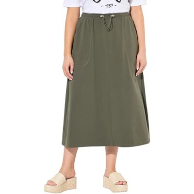 Ulla Popken Femme Grandes Tailles Grandes Tailles Grande Taille Jupe Midi Sweat-Midi Taille Smokbund, Ligne A, Poches, Gris, 54-56 - Publicité Ulla Popken Femme Grandes Tailles Grandes Tailles Grande Taille Jupe Midi Sweat-Midi Taille Smokbund, Ligne A, Poches, Gris, 54-56 - Publicité