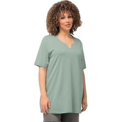 Ulla Popken T-Shirt pour Femme, Ligne A, col Tunique, Manches mi-Longues, col en Goutte, Vert Mousse Clair, 54-56 - Publicité Ulla Popken T-Shirt pour Femme, Ligne A, col Tunique, Manches mi-Longues, col en Goutte, Vert Mousse Clair, 54-56 - Publicité
