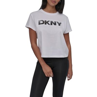 DKNY Blouse/T-Shirt à Paillettes OMB LG SS Tee, Blanc/Gris métallisé, Taille L, Blanc et Gris métallisé, L - Publicité DKNY Blouse/T-Shirt à Paillettes OMB LG SS Tee, Blanc/Gris métallisé, Taille L, Blanc et Gris métallisé, L - Publicité