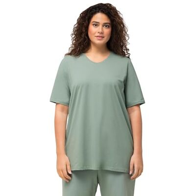 Ulla Popken T-Shirt pour Femme, Grandes Tailles, Grande Taille, Ligne A, col en V, Manches mi-Longues, , Vert Mousse Clair, 48-50 - Publicité Ulla Popken T-Shirt pour Femme, Grandes Tailles, Grande Taille, Ligne A, col en V, Manches mi-Longues, , Vert Mousse Clair, 48-50 - Publicité