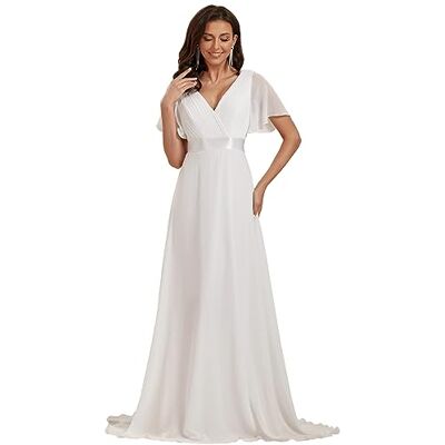 Ever-Pretty Robe De Soirée Style Long Manches Volantées Col en V Jupe Trapèze Robe Femme Chic Et Elegant Blanc 40 - Publicité Ever-Pretty Robe De Soirée Style Long Manches Volantées Col en V Jupe Trapèze Robe Femme Chic Et Elegant Blanc 40 - Publicité